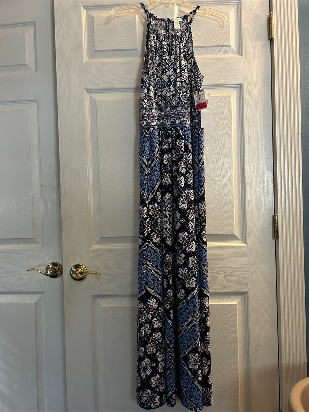 London Times Navy and Blue Patterned Maxi Dress